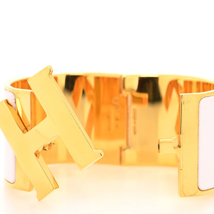 Hermes Enamel Extra Wide Clic Clac H Bracelet PM Rose White 5 of 5
