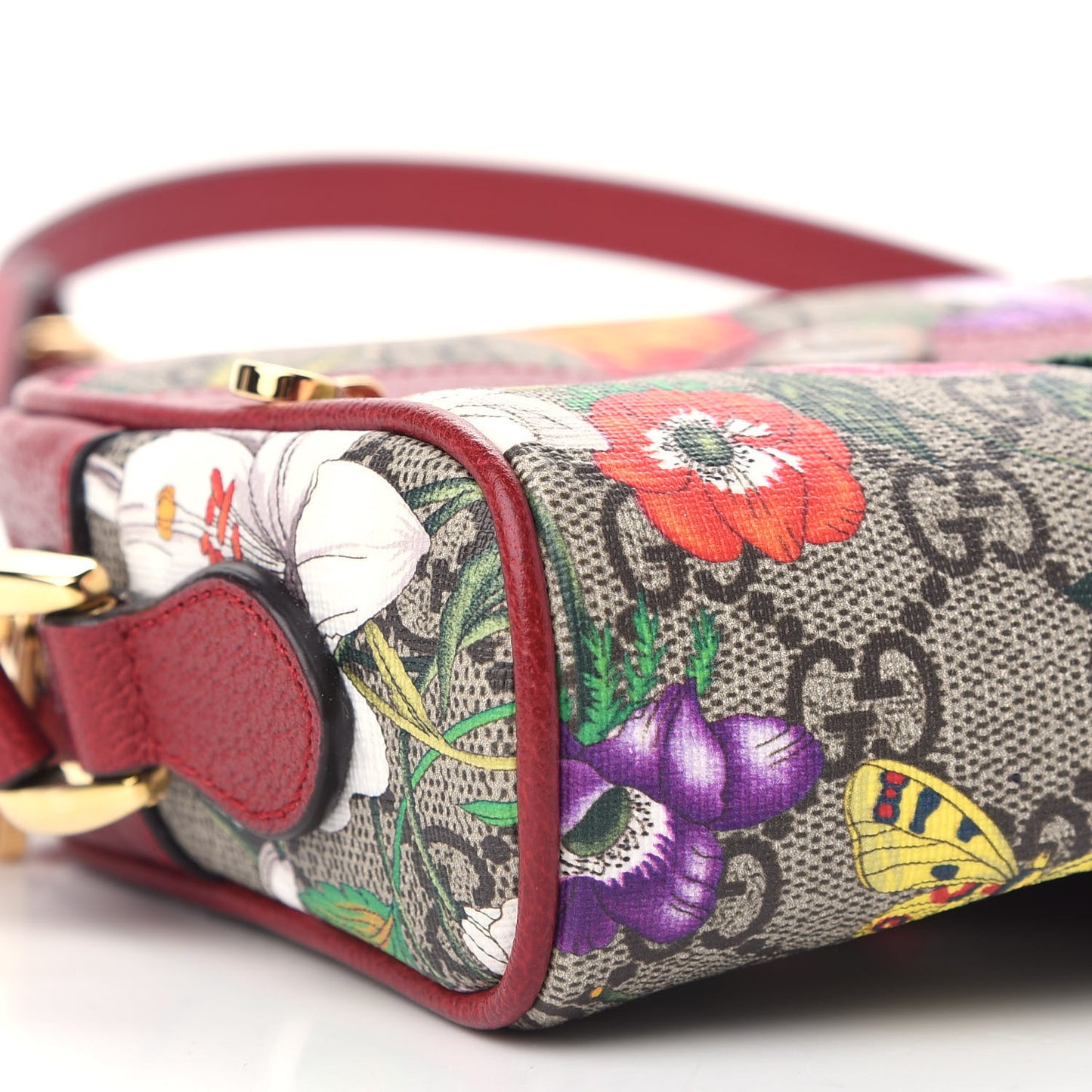 GG Supreme Monogram Flora Web Mini Ophidia Shoulder Bag Red