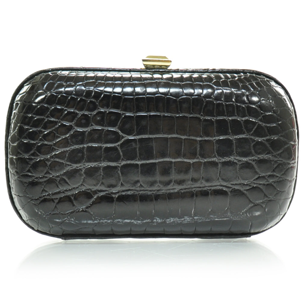 Bottega Veneta Vintage Crocodile Box Clutch Black 1 of 7
