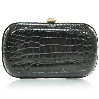Bottega Veneta Vintage Crocodile Box Clutch Black 1 of 7