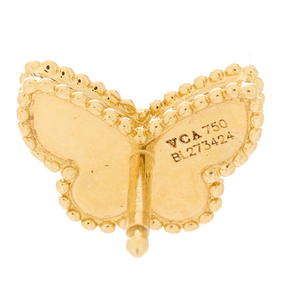 Van Cleef & Arpels 18K Yellow Gold Mother of Pearl Sweet Alhambra Butterfly Earrings 4 of 4