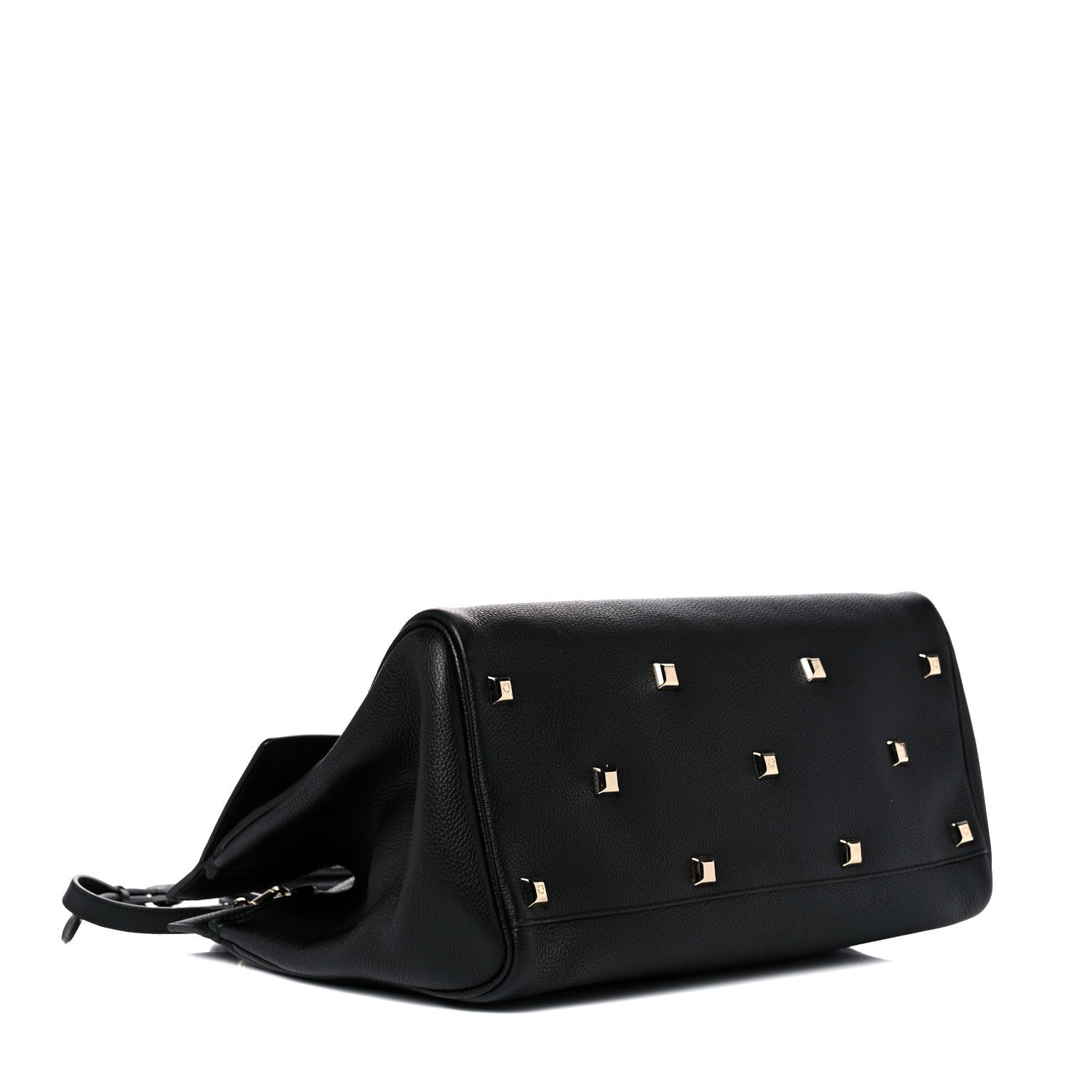 Salvatore Ferragamo Hammered Calfskin Medium Studio Bag Black 5 of 16