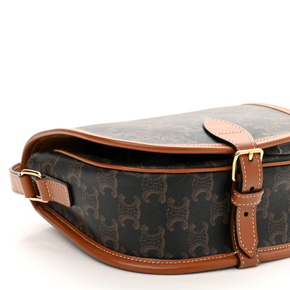 Celine Triomphe Canvas Medium Folco Bag Tan 8 of 9