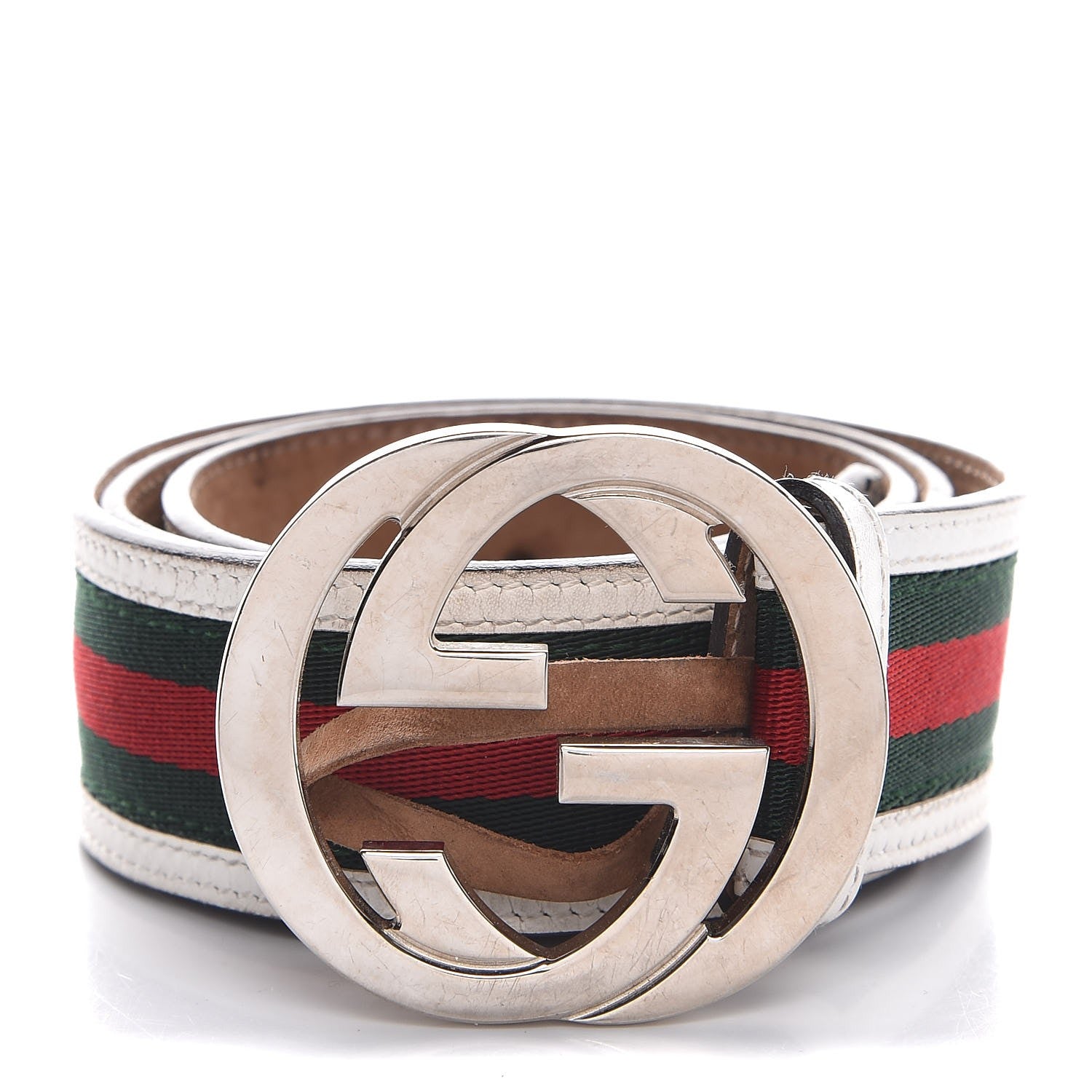 Gucci Canvas Web Interlocking G Belt 85 34 White 1 of 11