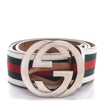 Gucci Canvas Web Interlocking G Belt 85 34 White 1 of 11