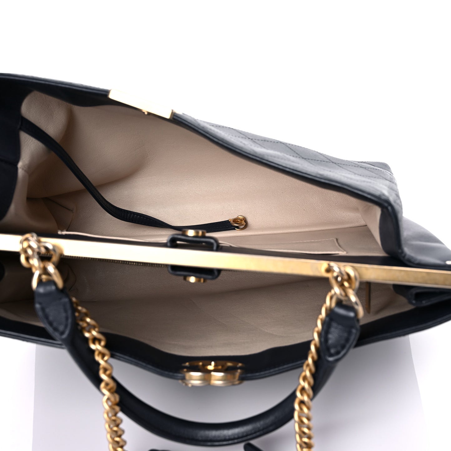 Lambskin Stitched Coco Luxe Tote Blue