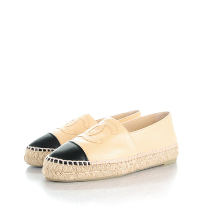 Chanel Lambskin CC Espadrilles 36 Beige Black 3 of 10