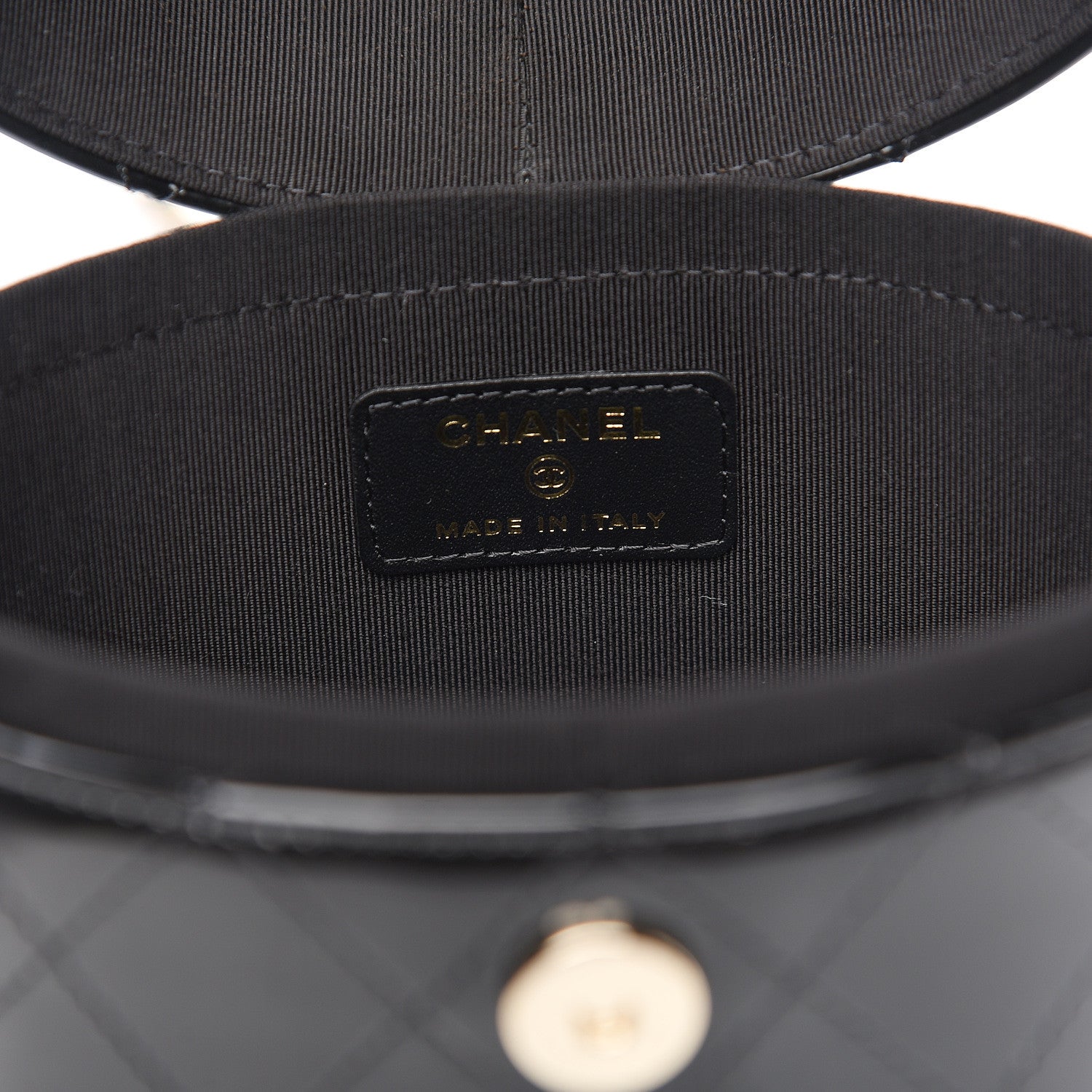 Chanel Patent Quilted Round Clutch With Chain Black 5 of 10