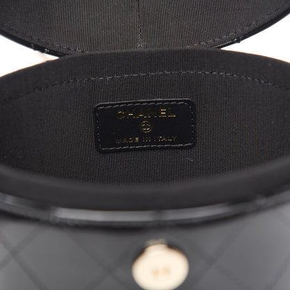 Chanel Patent Quilted Round Clutch With Chain Black 5 of 10