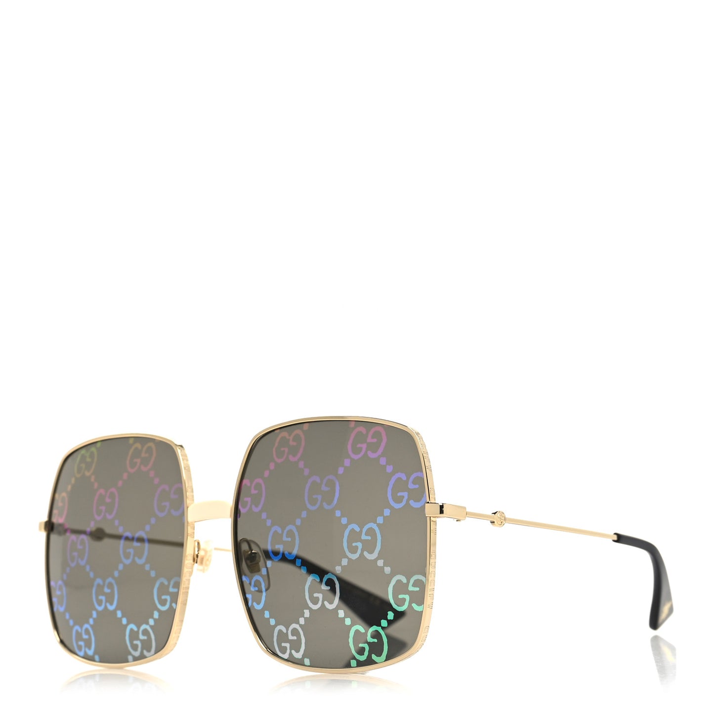 Metal Rectangular Frame Sunglasses GG0414S Gold Multicolor