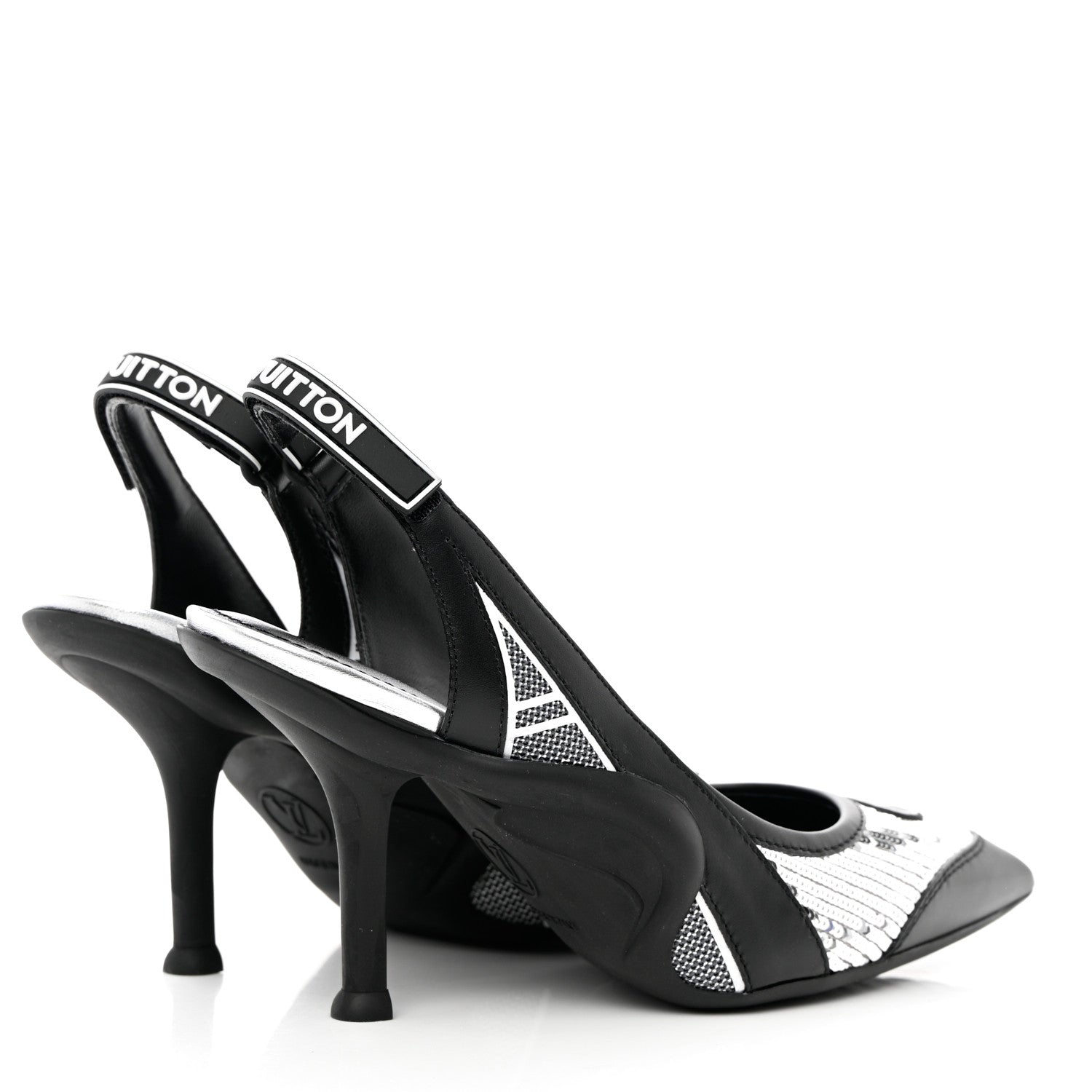 Louis Vuitton Calfskin Sequin Archlight Slingback Pumps 37 Black 4 of 9