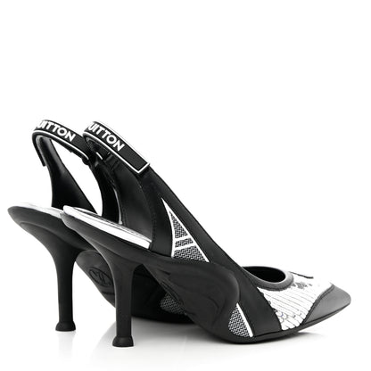 Louis Vuitton Calfskin Sequin Archlight Slingback Pumps 37 Black 4 of 9