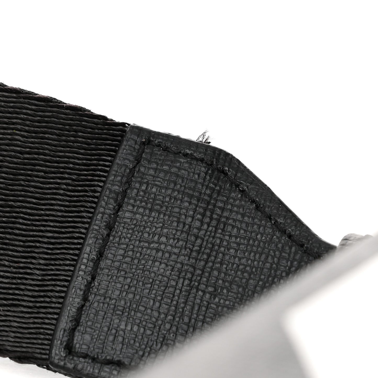 Saffiano Striped Mini Diag Binder Clip Bag Black White