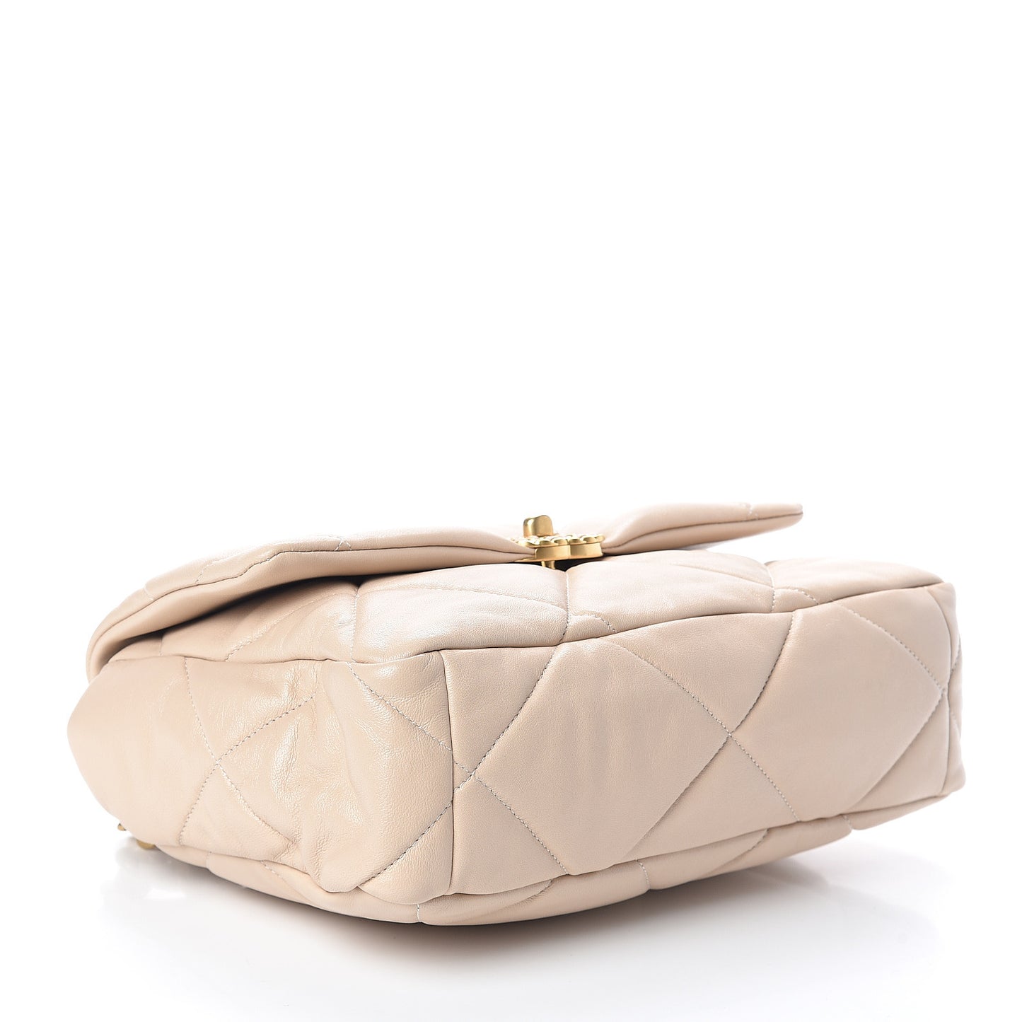 Lambskin Quilted Large 19 Flap Beige