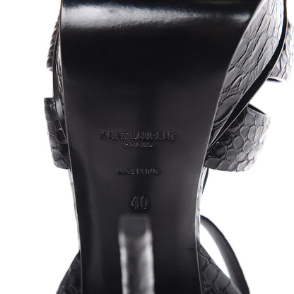Saint Laurent Calfskin Crocodile Embossed Tribute 105 Platform Sandals 40 Black 6 of 11