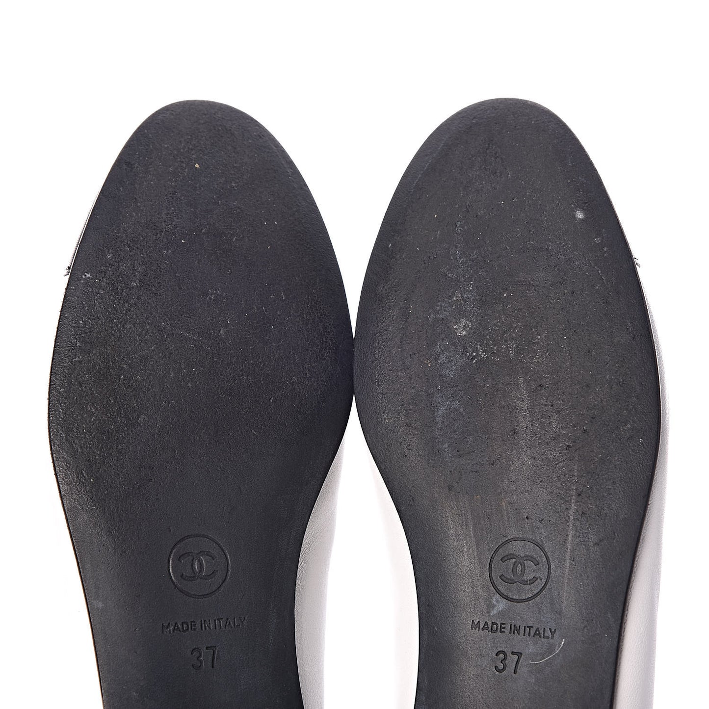 Lambskin Cap Toe CC Ballerina Flats 37 White Black