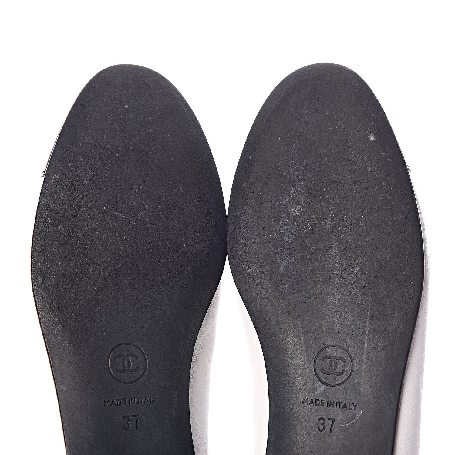 Chanel Lambskin Cap Toe CC Ballerina Flats 37 White Black 10 of 16