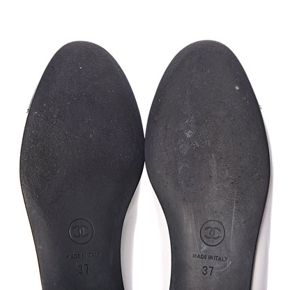 Chanel Lambskin Cap Toe CC Ballerina Flats 37 White Black 10 of 16