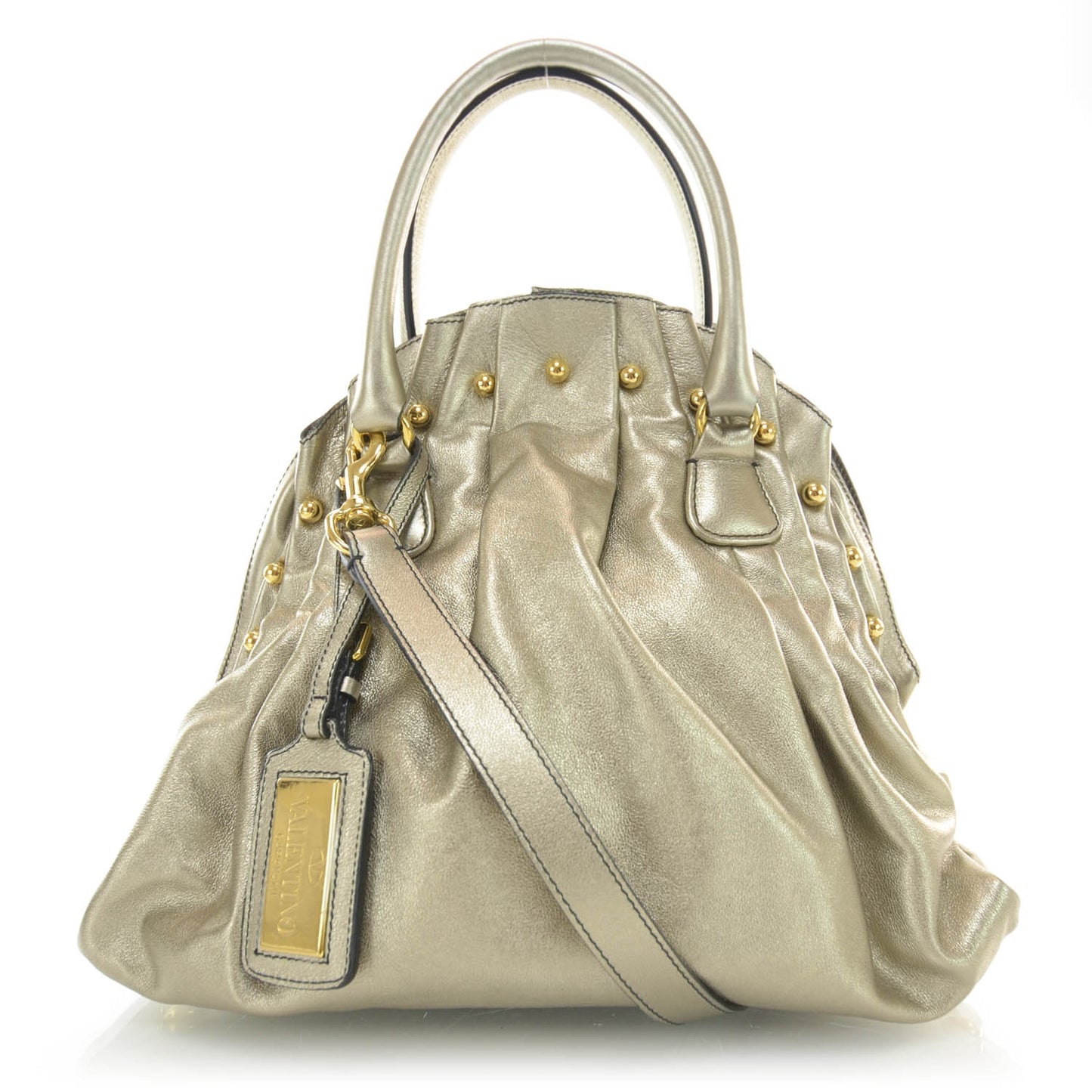 Calfskin Vanite Studded Dome Bag Metallic