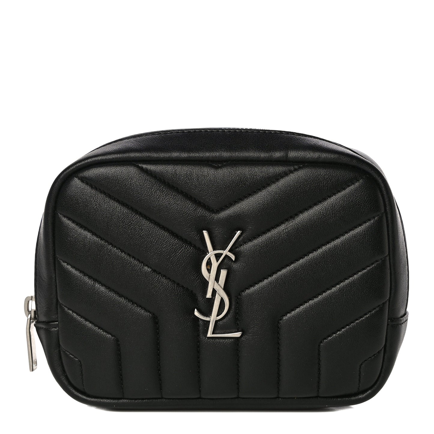 Lambskin Y Quilted Monogram Loulou Cosmetic Case Black