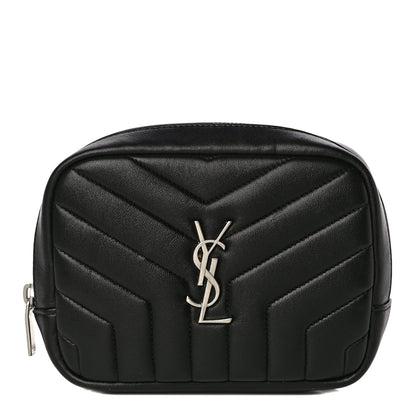 Saint Laurent Lambskin Y Quilted Monogram Loulou Cosmetic Case Black 1 of 9