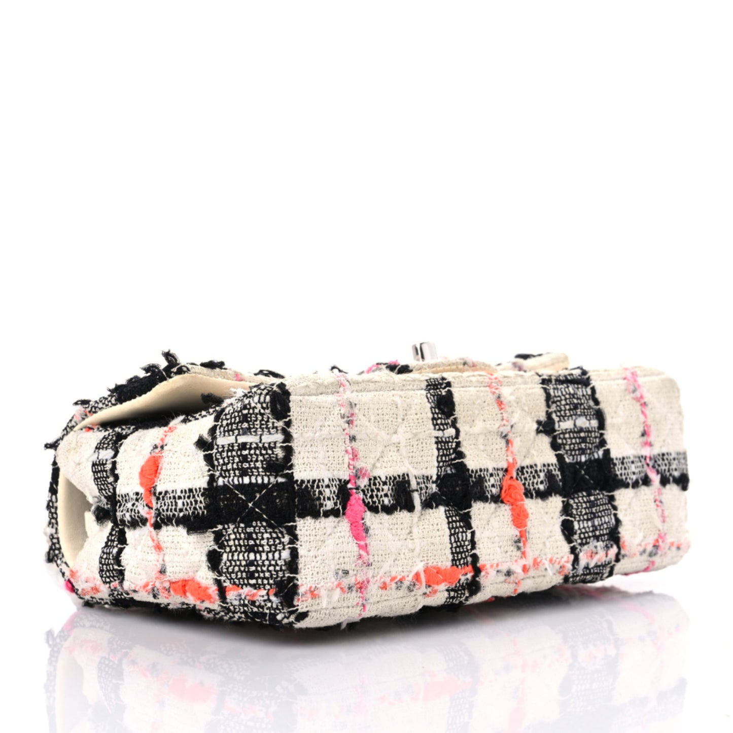 Tweed Quilted Mini Rectangular Flap Black White Pink