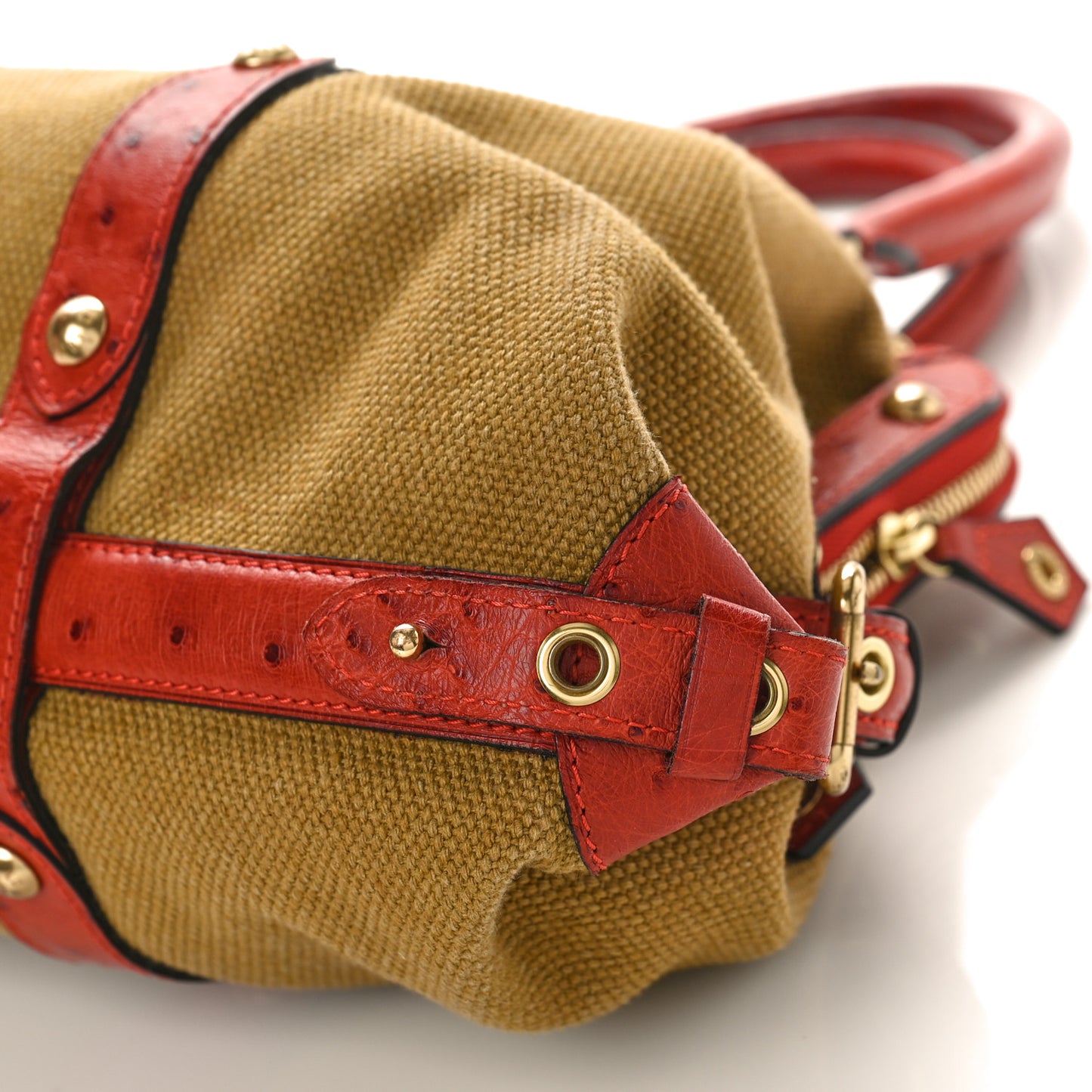 Toile Ostrich Trianon Sac de Nuit GM Olive Rouille