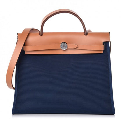 Hermes Vache Hunter Toile Herbag Zip 31 PM Bleu De Malte 1 of 11