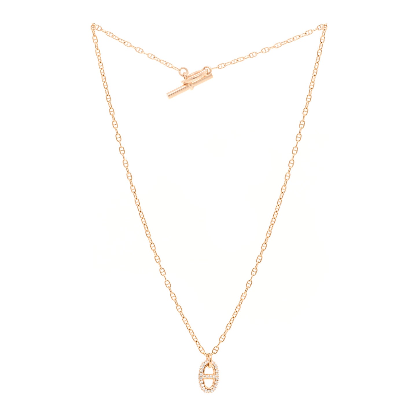 18K Rose Gold Diamond PM New Farandole Pendant Necklace ST