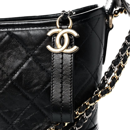 Chanel Aged Smooth Calfskin Quilted Medium Gabrielle Logo Hobo Black 7 of 10