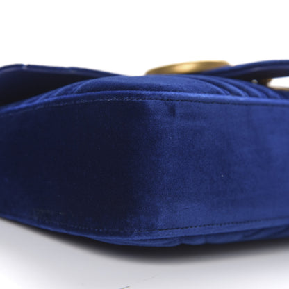 Gucci Velvet Matelasse Medium GG Marmont Shoulder Bag Cobalt Blue 5 of 9