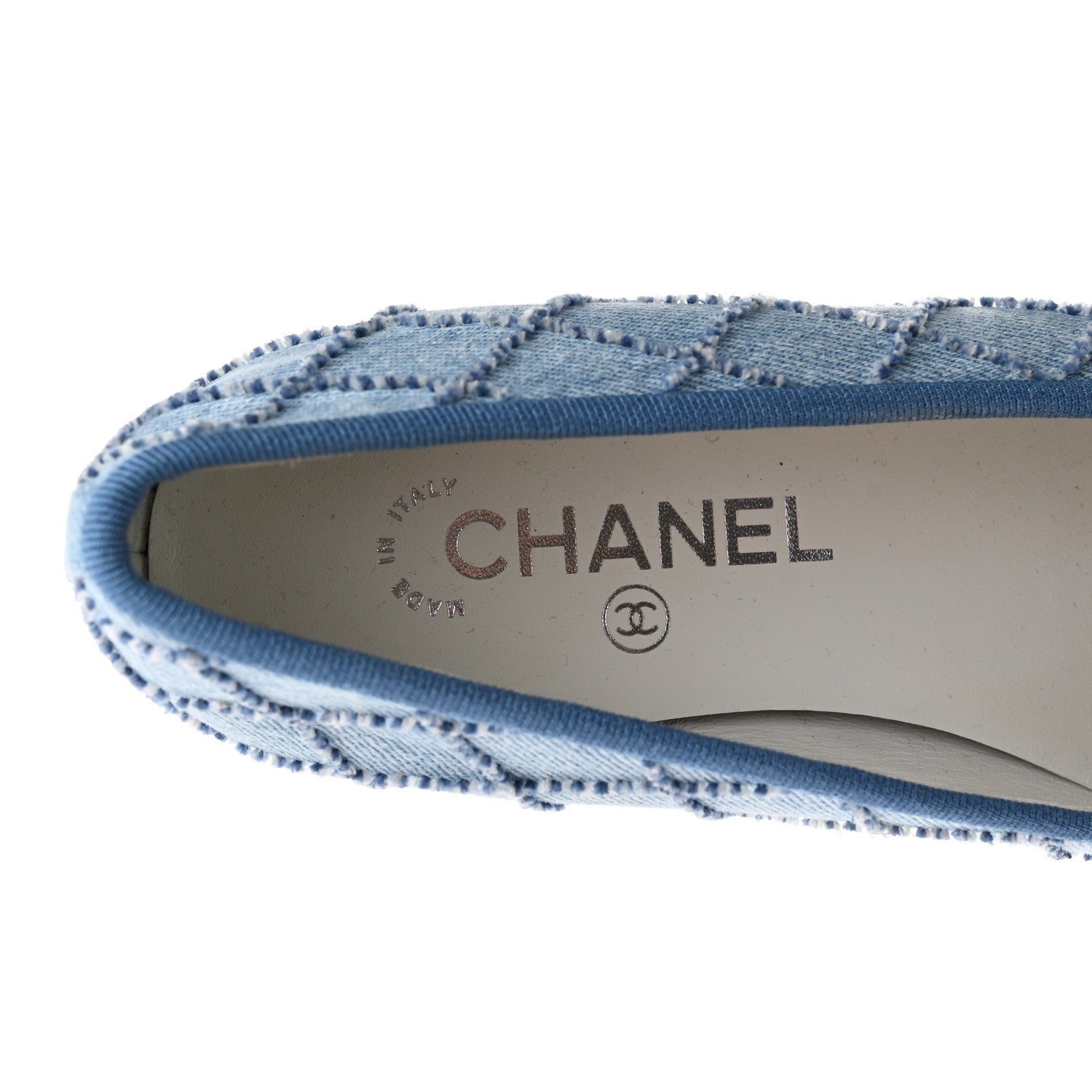 Chanel Denim Embroidered Grosgrain CC Cap Toe Ballerina Flats 37 Blue Black 7 of 9