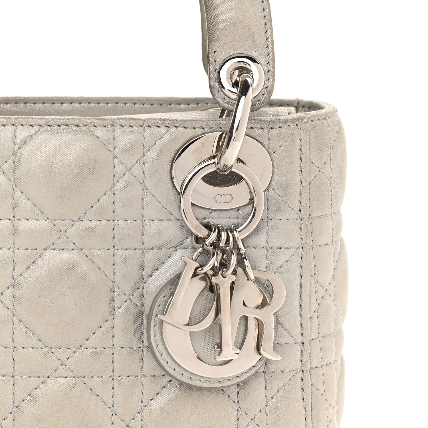 Christian Dior Metallic Lambskin Cannage Mini Lady Dior Grey 8 of 10