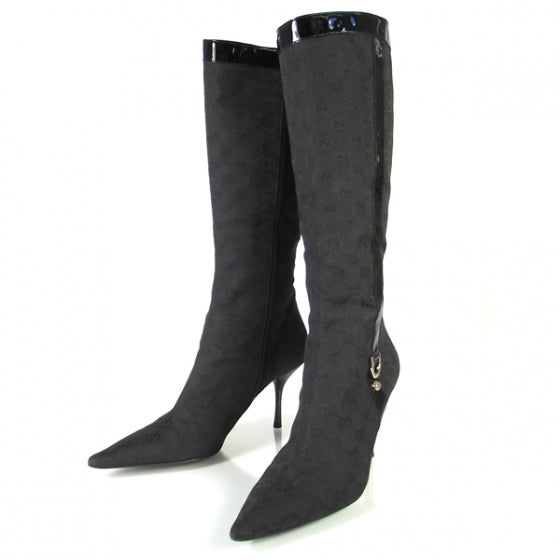 Monogram Patent Tall Boots 10.5 Black