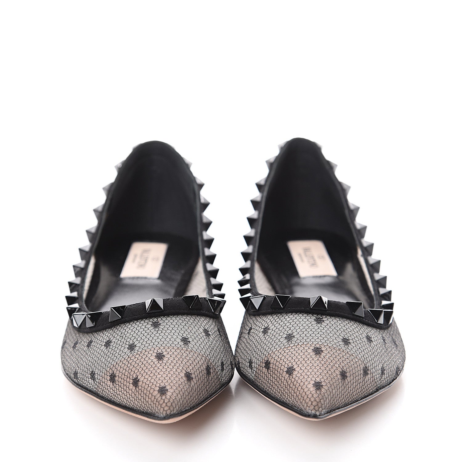 Valentino Garavani Mesh Point d'Esprit Rockstud Ballerina Flats 37.5 Black 2 of 7