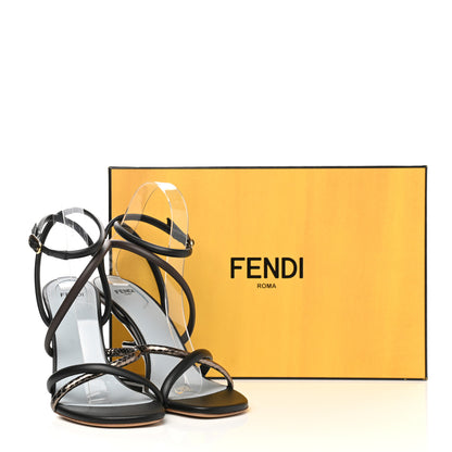 Fendi Nappa Metallic Ayers Fendi First 95mm Strappy Sandals 37.5 Black Chocolate Stagno 9 of 9