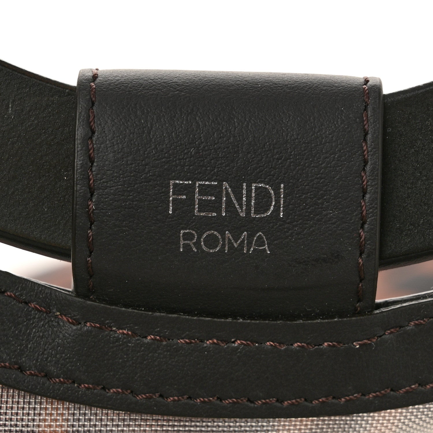 Fendi Mesh Vitello Century Cuoio FF 1974 Medium Runaway Shopper Tote Marrone Black Ebano 6 of 12
