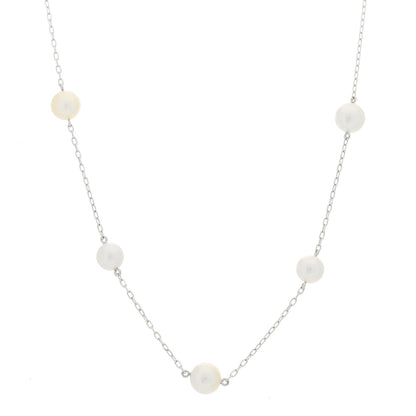 Mikimoto 18K White Gold Akoya Pearl 6-7mm Station Necklace 1 of 5