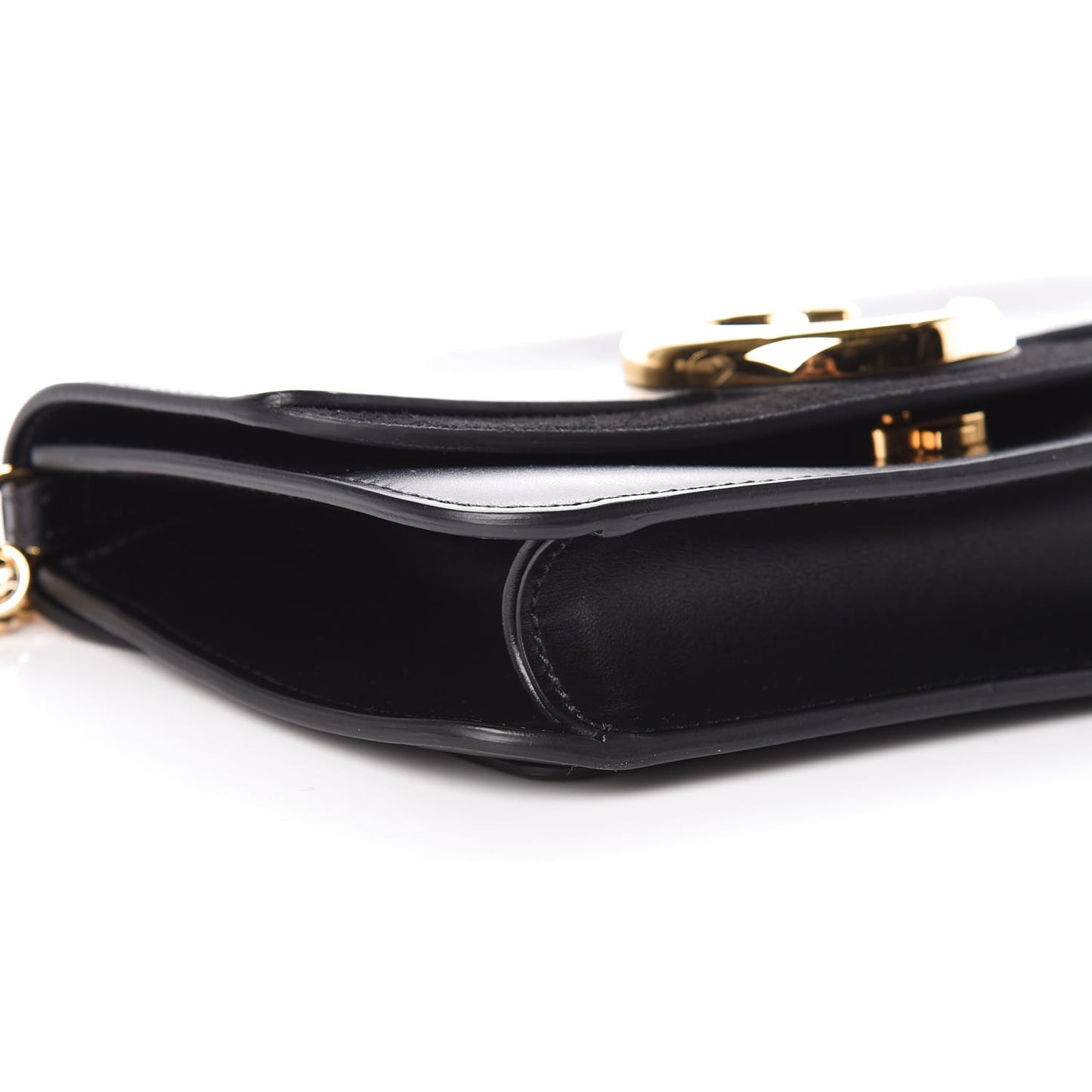 Calfskin Suede C Clutch With Chain Black
