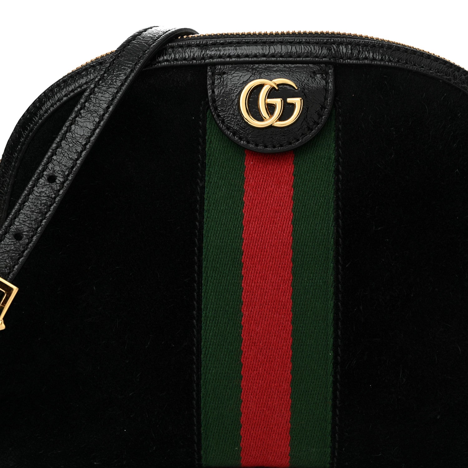 Gucci Suede Patent Web GG Small Ophidia Dome Shoulder Bag Black 8 of 15