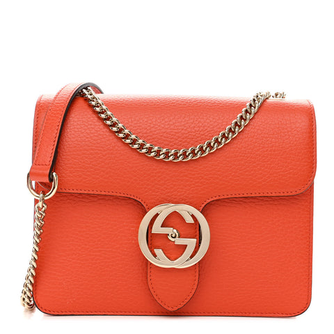 Dollar Calfskin Small Interlocking G Shoulder Bag Sun Orange