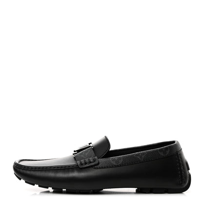 Louis Vuitton Calfskin Monogram Mens Monte Carlo Mocassin Loafers 8.5 Black 1 of 8