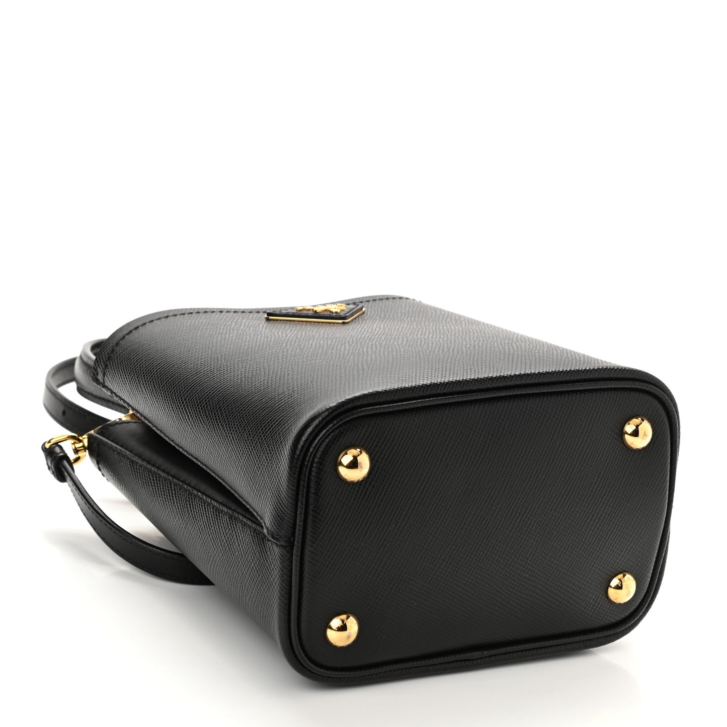 Saffiano Cuir Small Panier Bucket Bag Black Fuoco