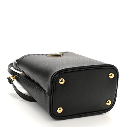 Prada Saffiano Cuir Small Panier Bucket Bag Black Fuoco 4 of 8