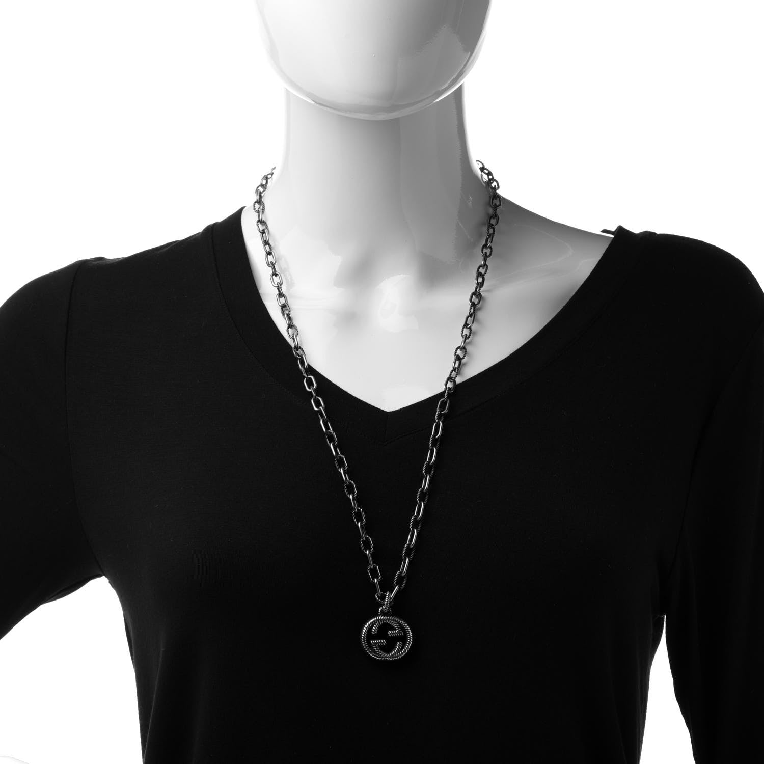 Gucci Sterling Silver Small Interlocking G Pendant Necklace 2 of 7