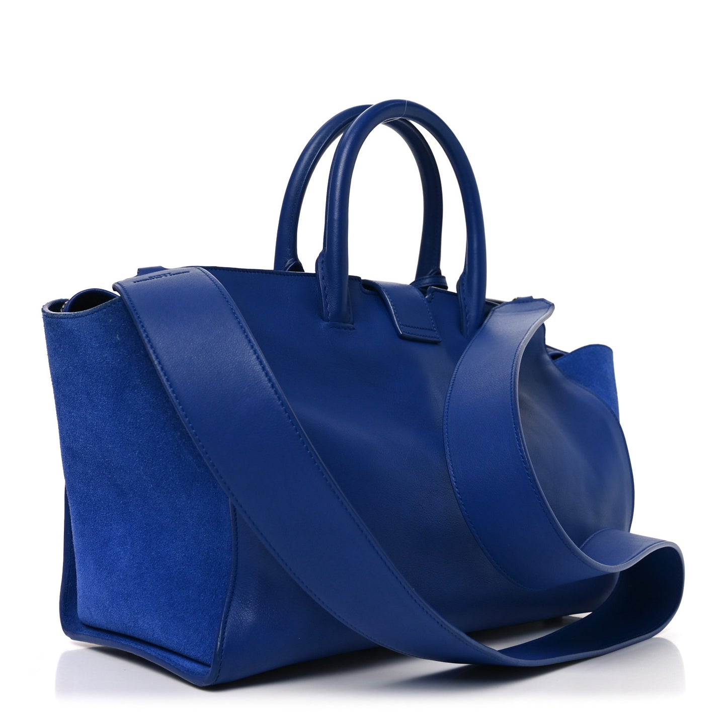 Calfskin Suede Small Monogram Downtown Cabas Blue Majorelle