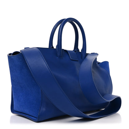 Saint Laurent Calfskin Suede Small Monogram Downtown Cabas Blue Majorelle 3 of 10