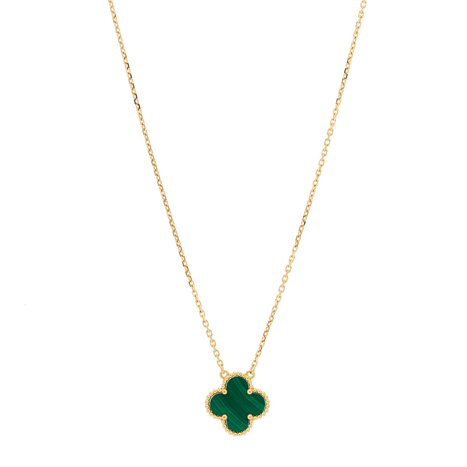 Van Cleef & Arpels 18K Yellow Gold Malachite Vintage Alhambra Pendant Necklace 1 of 6