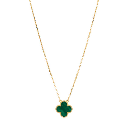 Van Cleef & Arpels 18K Yellow Gold Malachite Vintage Alhambra Pendant Necklace 1 of 6