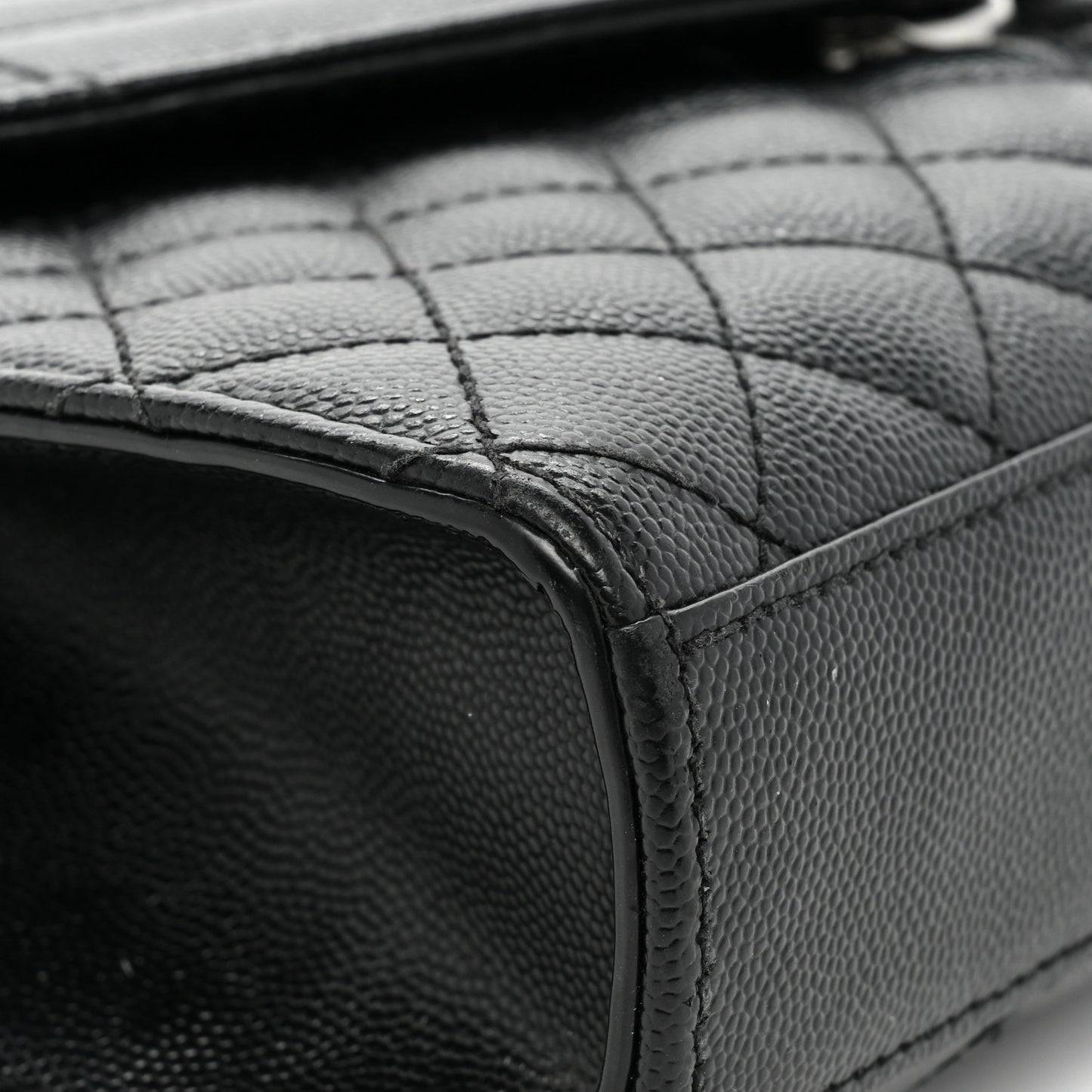 Grain De Poudre Textured Mixed Matelasse Triquilt Medium Monogram Monochrome Satchel Black